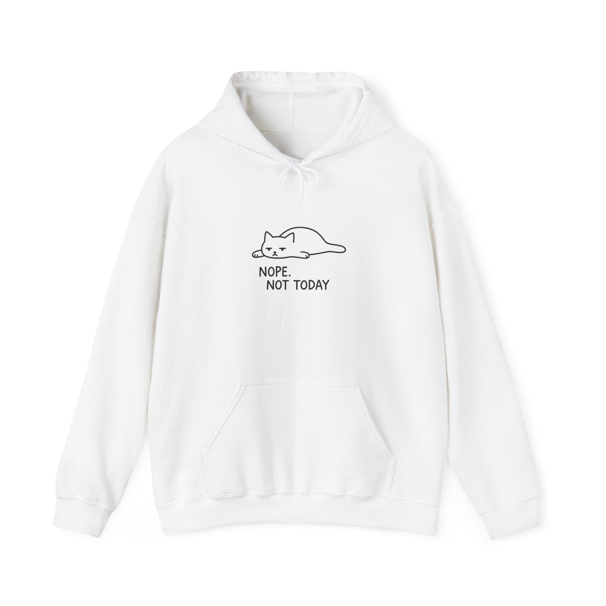 "Nope. Not Today." Minimal Lazy Cat Hoodie
