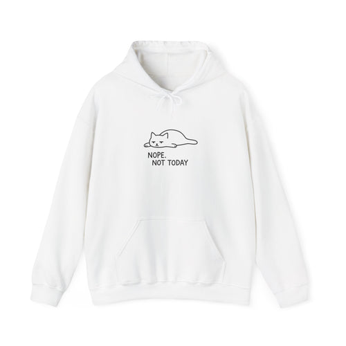 "Nope. Not Today." Minimal Lazy Cat Hoodie