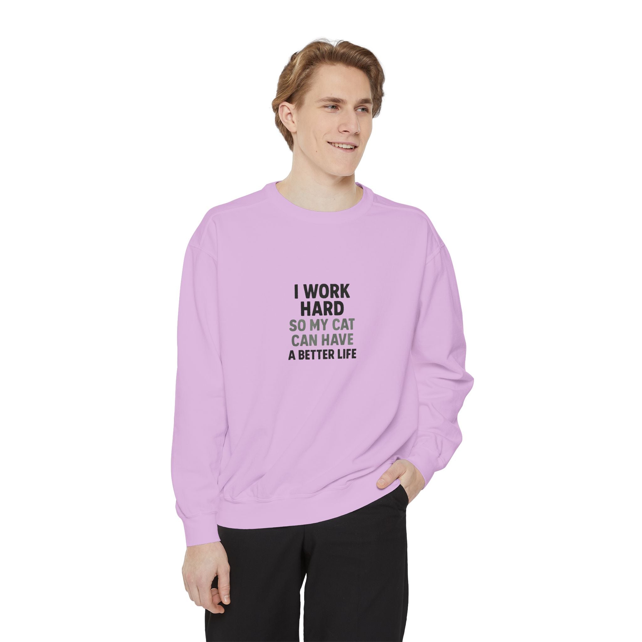 "I Work Hard So My Cat Can Have A Better Life" Cozy Pullover