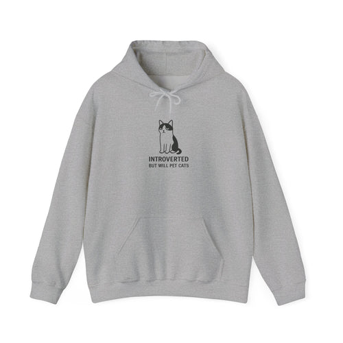 "Introverted But Will Pet Cats" Graphic Hoodie