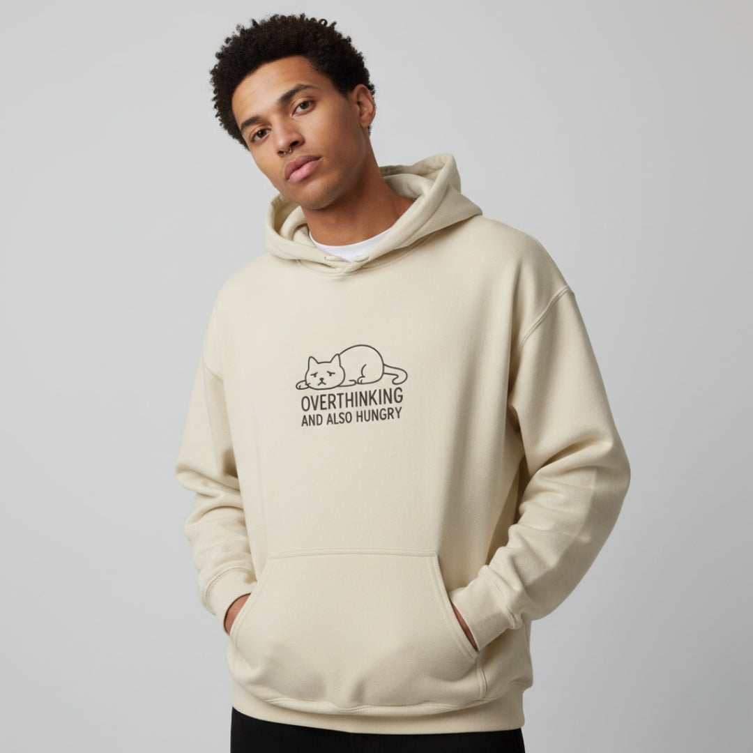 Overthinking and Also Hungry Cat Hoodie