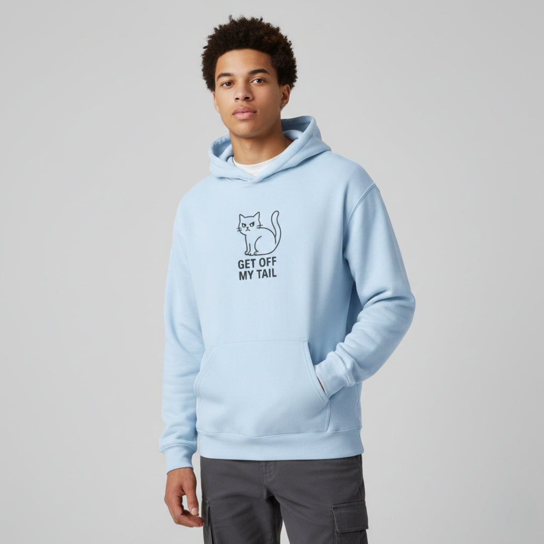 "Get Off My Tail" Funny Cat Graphic Hoodie