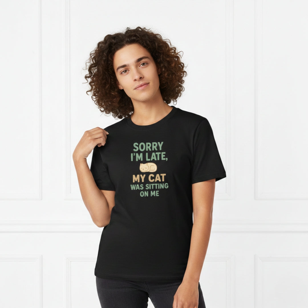 Sorry I'm Late My Cat Was Sitting On Me T-Shirt
