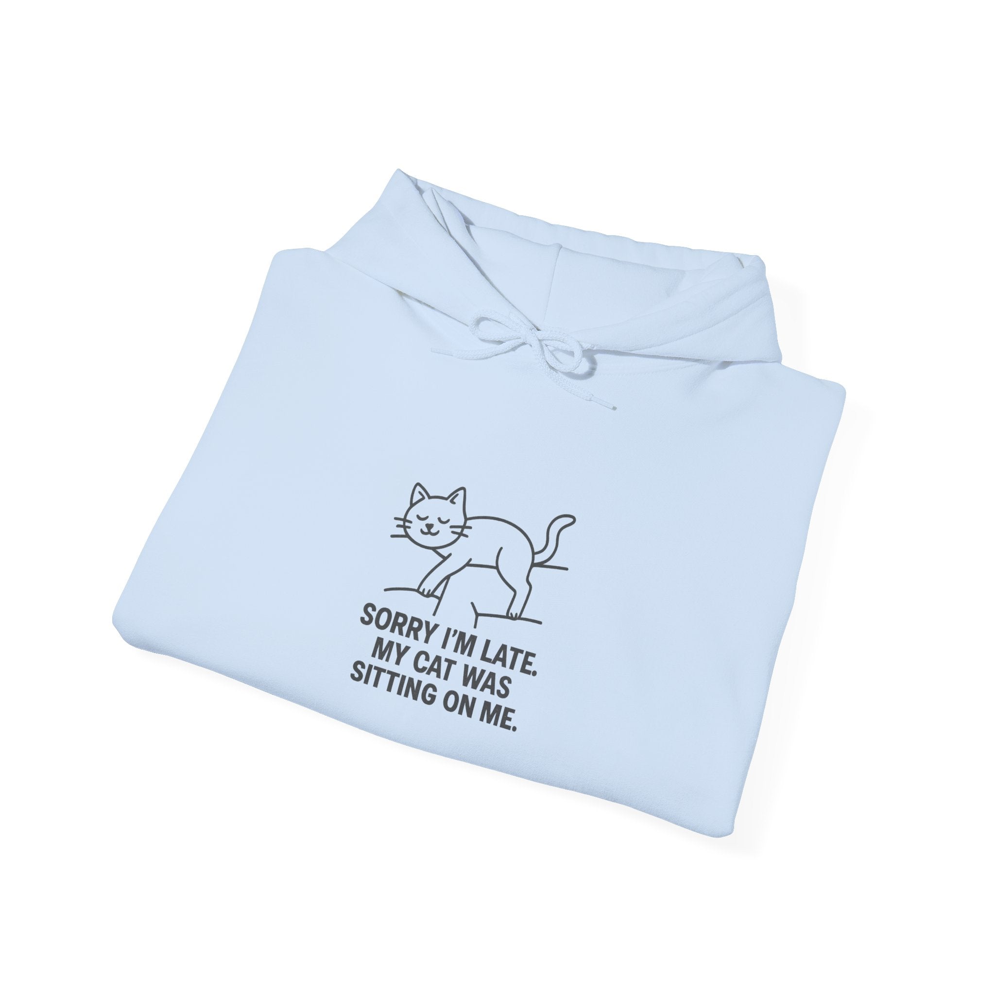 "Sorry I’m Late, My Cat Was Sitting On Me" Funny Cat Lover Hoodie